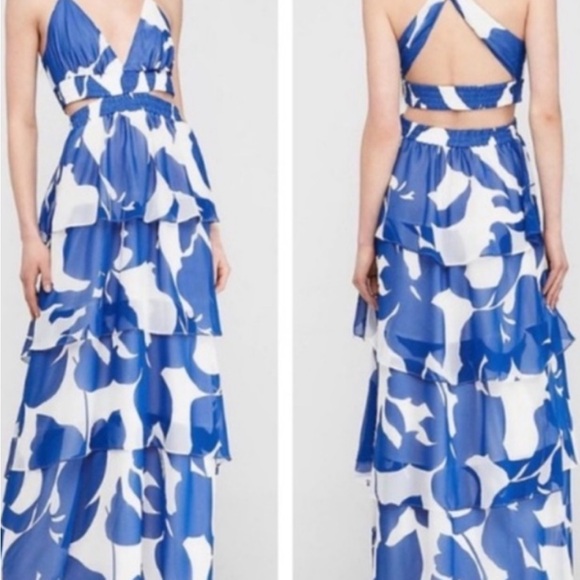 Express Dresses & Skirts - Express Blue and White Tiered Maxi Dress